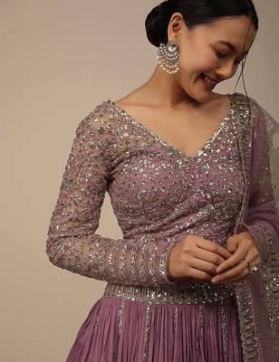 Glamorous Pink Sequins Georgette Reception Wear Lehenga Choli 4