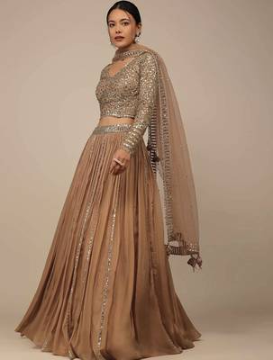 Gorgeous Beige Sequins Georgette Party Wear Lehenga Choli 2