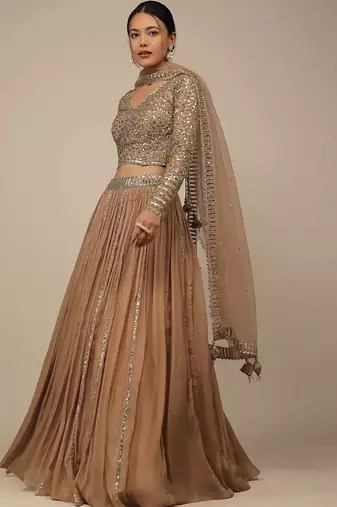 Gorgeous Beige Sequins Georgette Party Wear Lehenga Choli