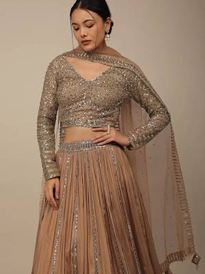 Gorgeous Beige Sequins Georgette Party Wear Lehenga Choli 3