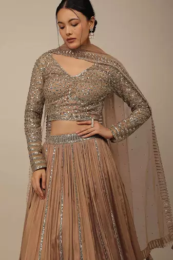 Gorgeous Beige Sequins Georgette Party Wear Lehenga Choli