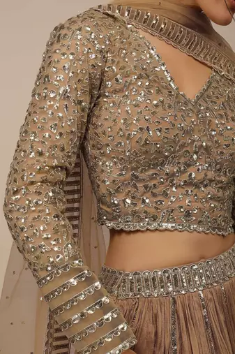 Gorgeous Beige Sequins Georgette Party Wear Lehenga Choli