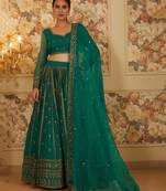 Incredible Green Sequins Organza Festival Wear Lehenga Choli