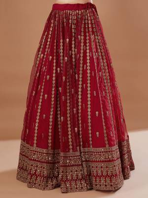 Fantastic Red Zari Embroidered Organza Wedding Lehenga Choli 4