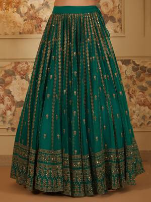 Incredible Green Sequins Organza Festival Wear Lehenga Choli 4