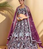 Dazzling Wine Sequins Net Engagement Wear Lehenga Choli