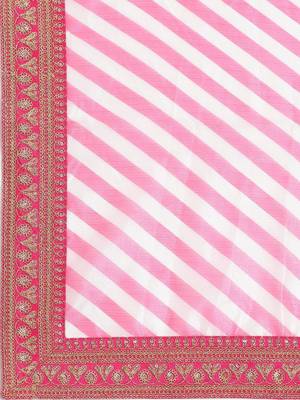 Pink & Golden Semi-Stitched Lehenga & Unstitched Blouse with Dupatta 2