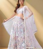 Glamorous Lavender Sequins Net Bridesmaid Lehenga Choli With Dupatta