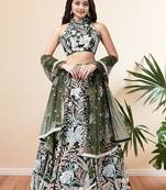 Glamorous Green Sequins Net Designer Lehenga Choli With Dupatta