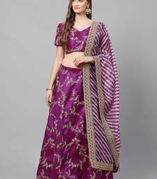 Purple Semi-Stitched Lehenga & Unstitched Blouse with Dupatta