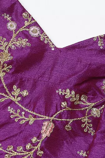Purple Semi-Stitched Lehenga & Unstitched Blouse with Dupatta