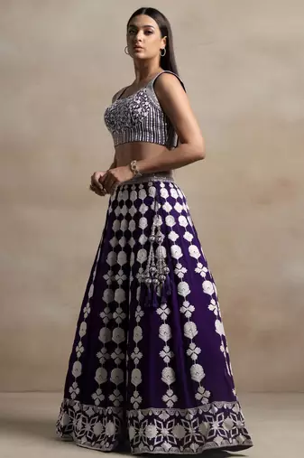Purple Thread Work Georgette Lehenga Choli