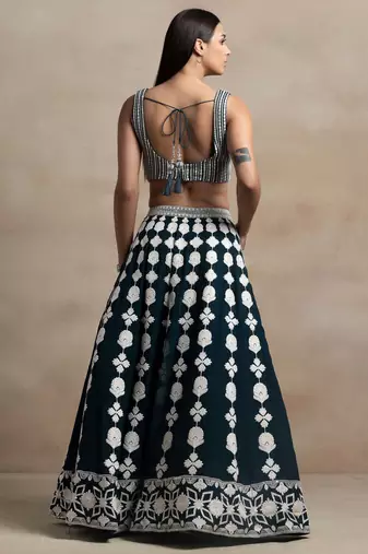 Dark Green Thread Work Georgette Lehenga Choli