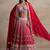 Marvelous Red Thread Work Georgette Sangeet Wear Lehenga Choli