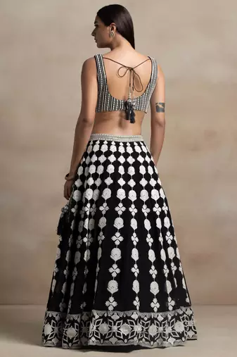 Black Thread Embroidered Georgette Lehenga Choli