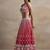 Marvelous Red Thread Work Georgette Sangeet Wear Lehenga Choli