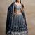 Great Navy Blue Thread Embroidered Georgette Wedding Lehenga Choli