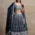 Navy Blue Thread Embroidered Georgette Lehenga Choli