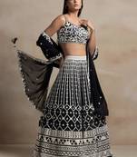 Black Thread Work Georgette Lehenga Choli