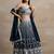 Great Navy Blue Thread Embroidered Georgette Wedding Lehenga Choli
