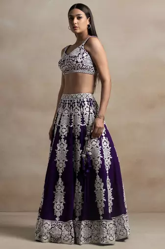 Purple Thread Work Georgette Lehenga Choli dress