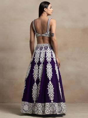 Purple Thread Work Georgette Lehenga Choli dress 4