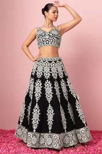 Black Thread Work Georgette Lehenga Choli