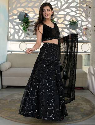 Marvelous Black Sequins Organza Party Wear Lehenga Choli 3