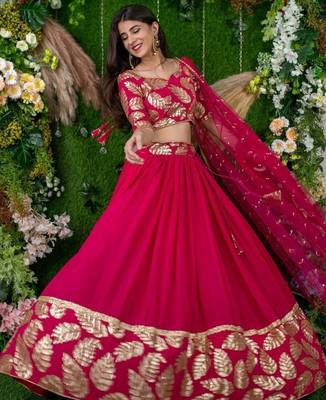 Astonishing Pink Zari Embroidered Georgette Lehenga Choli With Dupatta 4