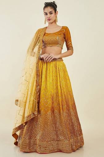 Captivating Yellow Sequins Art Silk Haldi Wear Lehenga Choli