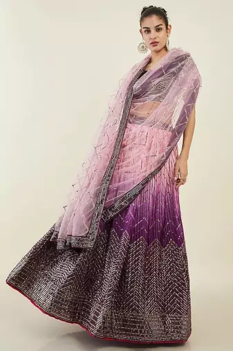 Bewitching Purple Sequins Art Silk Engagement Wear Lehenga Choli
