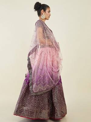 Bewitching Purple Sequins Art Silk Engagement Wear Lehenga Choli 3