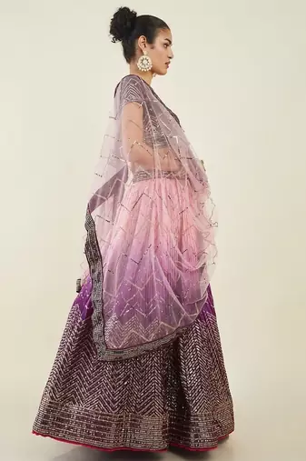 Bewitching Purple Sequins Art Silk Engagement Wear Lehenga Choli