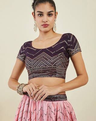 Bewitching Purple Sequins Art Silk Engagement Wear Lehenga Choli 4