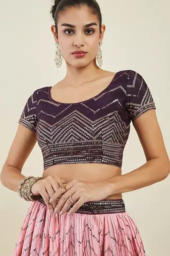 Bewitching Purple Sequins Art Silk Engagement Wear Lehenga Choli