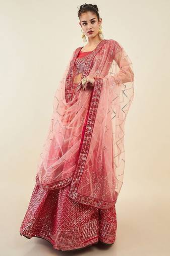 Mesmerizing Pink Sequins Art Silk Festival Wear Lehenga Choli
