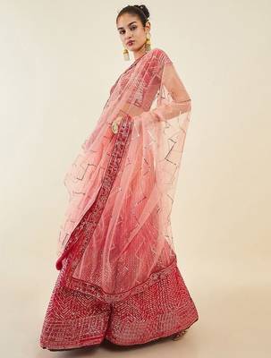 Mesmerizing Pink Sequins Art Silk Festival Wear Lehenga Choli 2