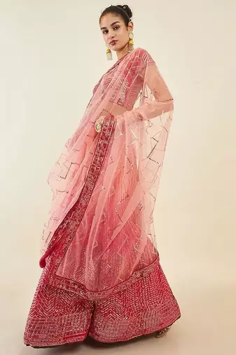 Mesmerizing Pink Sequins Art Silk Festival Wear Lehenga Choli