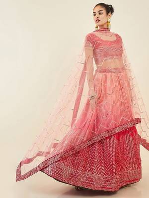 Mesmerizing Pink Sequins Art Silk Festival Wear Lehenga Choli 3