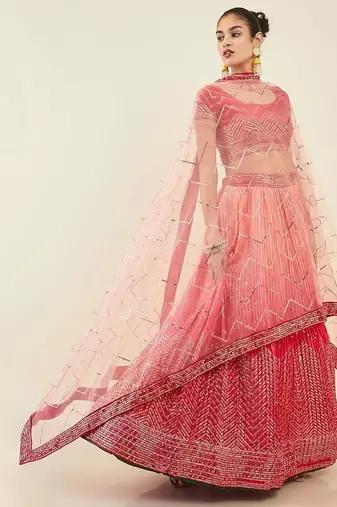 Mesmerizing Pink Sequins Art Silk Festival Wear Lehenga Choli