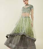 Fascinating Green Sequins Art Silk Mehendi Wear Lehenga Choli