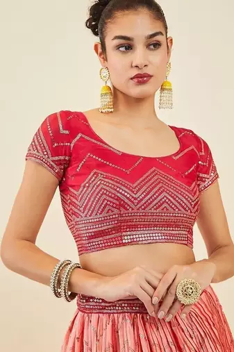 Mesmerizing Pink Sequins Art Silk Festival Wear Lehenga Choli