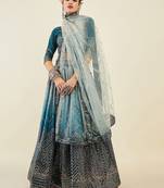 Magnetic Blue Sequins Art Silk Wedding Wear Lehenga Choli