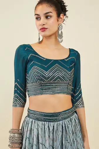 Magnetic Blue Sequins Art Silk Wedding Wear Lehenga Choli