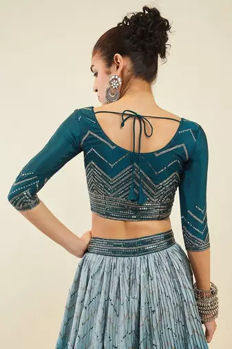 Magnetic Blue Sequins Art Silk Wedding Wear Lehenga Choli