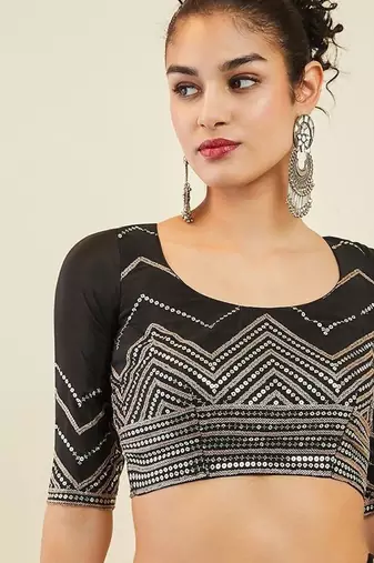 Enchanting Black Sequins Art Silk Reception Wear Lehenga Choli