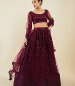 Stunning Purple Sequins Net Reception Wear Lehenga Choli With Dupatta