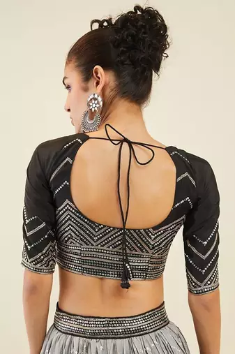 Enchanting Black Sequins Art Silk Reception Wear Lehenga Choli