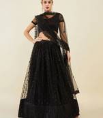 Ravishing Black Sequins Net Reception Wear Lehenga Choli With Dupatta