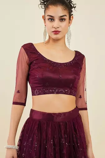 Stunning Purple Sequins Net Reception Wear Lehenga Choli With Dupatta